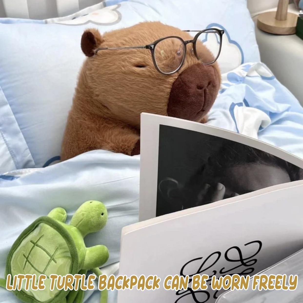 Chdblock Capybara Stuffed Animals,Capybara Plush Toys,Kawaii Rodents,Capybara Plushie Toys,Cute Capybara Stuffed Animals,Turtle