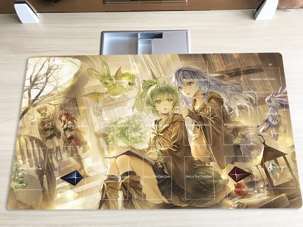New Mlikemat Playmat Wynn The Wind Charmer & Eria TCG CCG OCG Trading Card Game Mat with Zones + Free Bag (ZD039-812-A)
