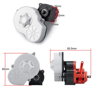 QUE-T Metal Aluminum Dig Gearbox Complete Transmission Case with Gear for 1/10 Axial SCX10 RC Car Upgrade Parts
