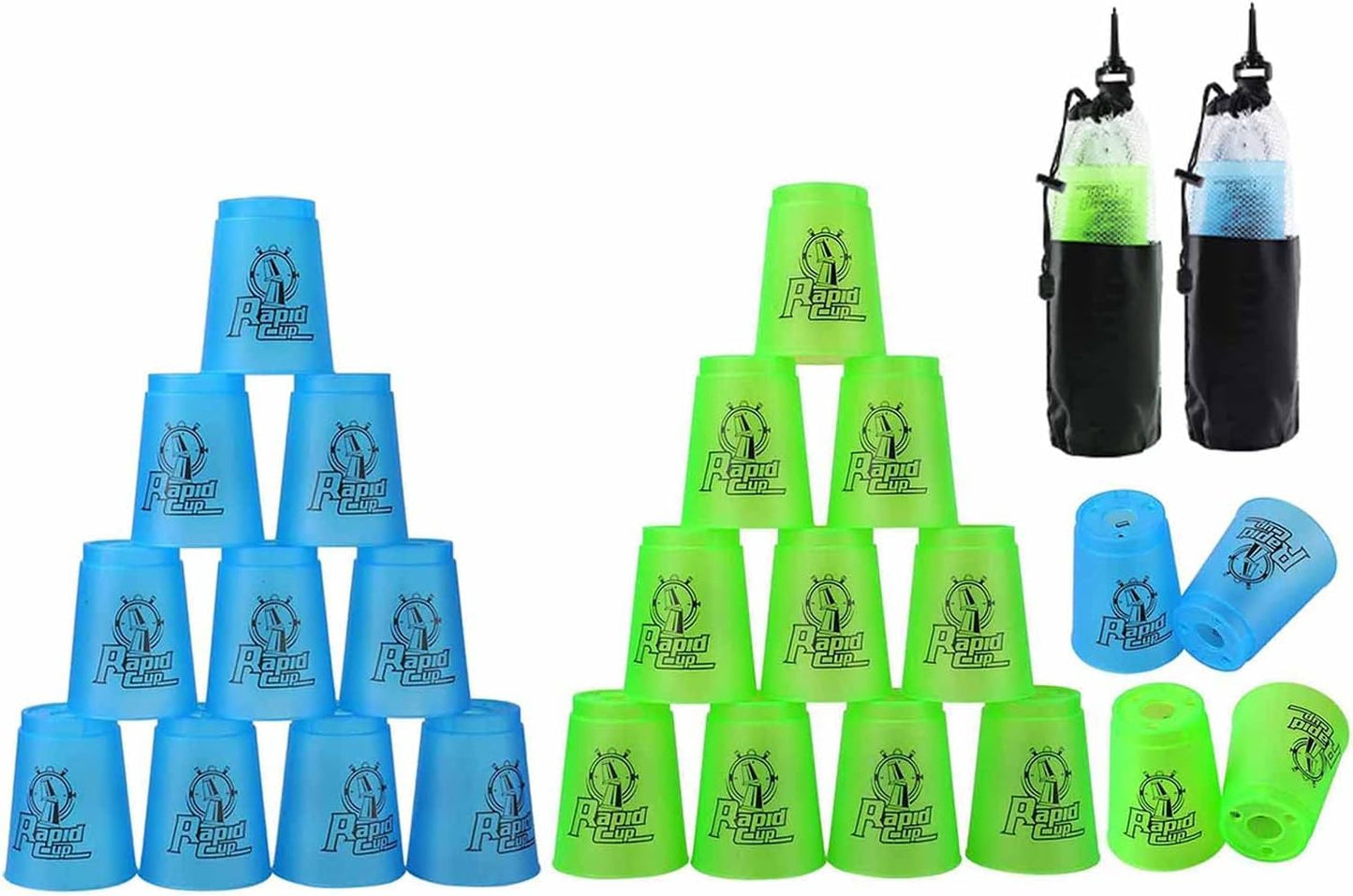 Seisso Stack Cups, Stacking Cup Set Classic Stack Training Game Toys For Kids Boys Girls Stacking Cups (12 Pack Blue + 12 Pack Green)