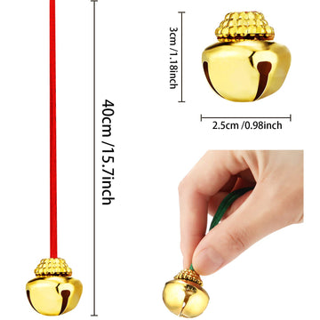 Gejoy 48 Pieces Christmas Bell Necklace for Kid Gold Jingle Bell Necklace Bulk Christmas Holiday Necklaces with Rope Santa Bell