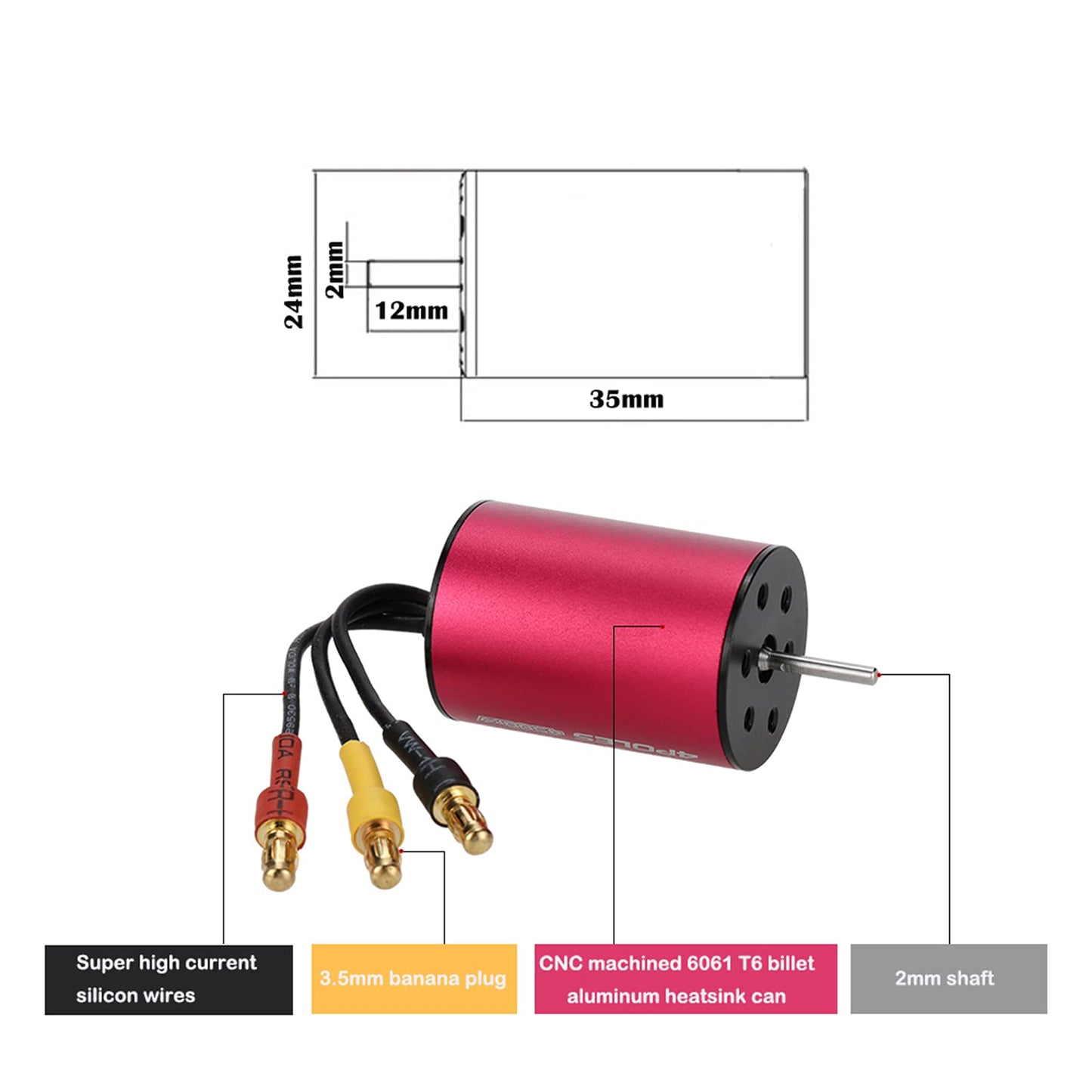 GoolRC S2435 4500KV Brushless Motor S-25A ESC with 2.2kg Metal Gear Servo Upgrade Brushless Combo Set for 1/16 1/18 RC Car Truck