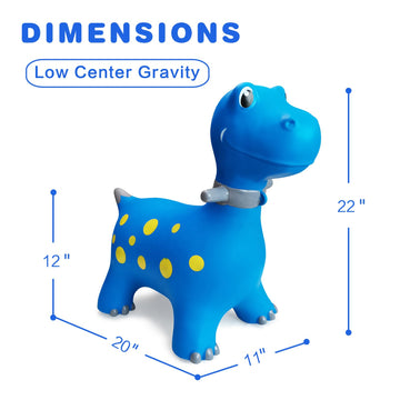 HotMax Inflatable Bouncy Horse Toy for Kids, Medium Blue Dinosaur, PVC, Model TTMLSKL23, Ideal for Toddlers Ages 18 Months to 4 Years