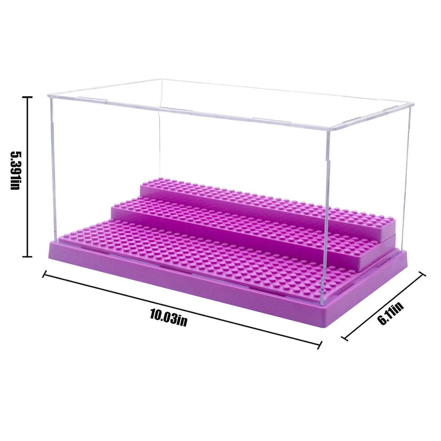 Minifigure Display Case For Action Figures Blocks, Dustproof Acrylic Display Box Storage With 3 Movable Steps For Collection Models Minifigures, Bricks Blocks Toys