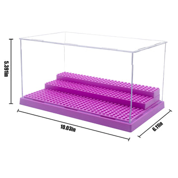 Minifigure Display Case For Action Figures Blocks, Dustproof Acrylic Display Box Storage With 3 Movable Steps For Collection Models Minifigures, Bricks Blocks Toys