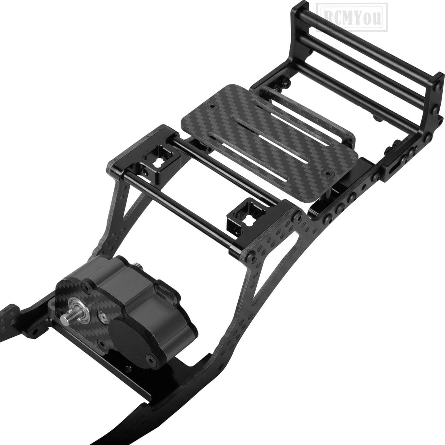 Rcmyou Rc Carbon Fiber Frame Chassis W/Gearboxes Upgrades Part For 1/10 Axial Scx10 Scx10 Ii 90046 90047 Rc Crawler Car,Black