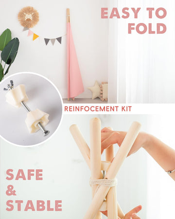 Xiaowantong Kids Teepee Tent With Lights & Carry Bag, Natural Cotton Canvas Toddler Play Tent For Girls & Boys, Washable Foldable Indoor/Outdoor Teepee