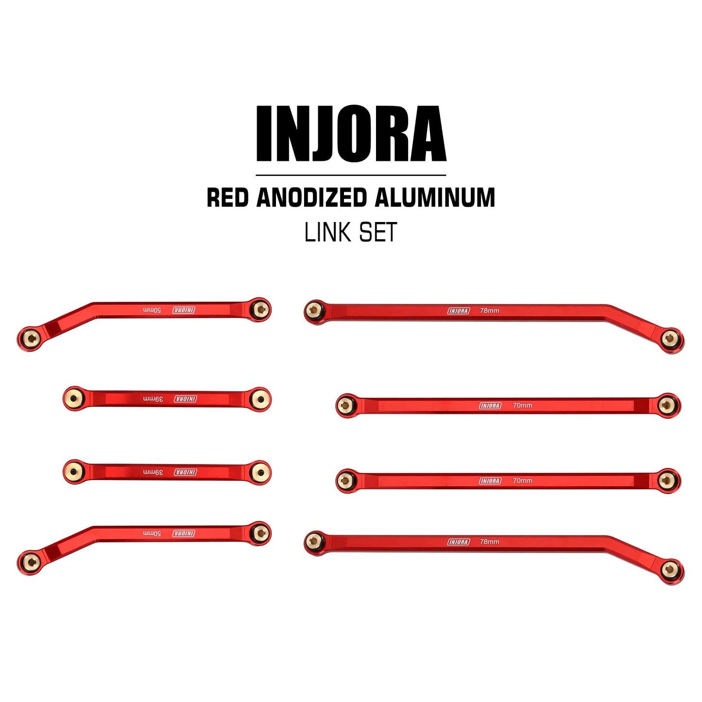 INJORA High Clearance Front 4 Links Set for SCX24 Gladiator Dodge Power Wagon 1/24 RC Crawler Car Axial, 8PCS (Red)