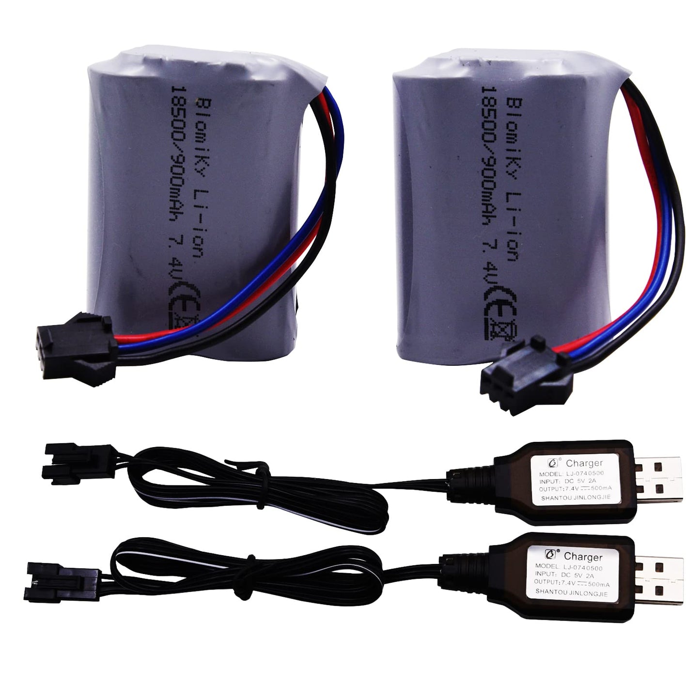 Blomiky SM-3P Plug 7.4V 900mAh Li-ion Rechargeable Battery and Charger Cable for G03082R Amphibous RC Cars C82 Battery
