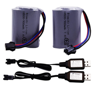 Blomiky SM-3P Plug 7.4V 900mAh Li-ion Rechargeable Battery and Charger Cable for G03082R Amphibous RC Cars C82 Battery