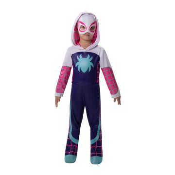 Marvel Ghost-Spider Official Toddler Halloween Costume - Premium Quality Hooded Jumpsuit And Fabric Headpiece (3T-4T)