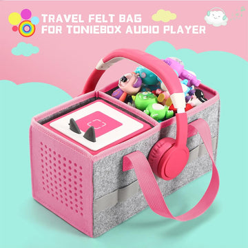 PISOSN Portable Carrying Case for Toniebox Starter Set - Dark Pink Felt Cloth Travel Bag, Model PISOTSTBAGUAF