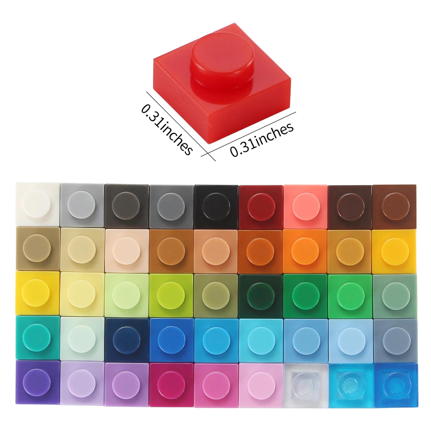Feleph Basic 2300 Pieces Plate 1x1 Bricks 46 Colors Parts Building Play Blocks Set Toy Classic Accessories Compatible with 3024