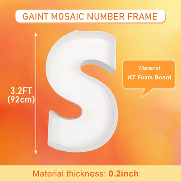 3Ft Large Marquee Letters Mosaic Balloon Frame Pre-Cut Foam Board Marquee Light Up Letters S For Birthday Party Decorations,Wedd