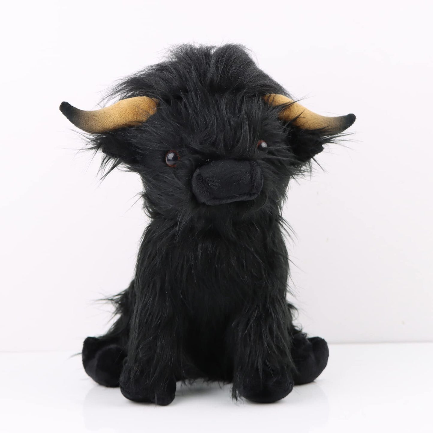 Fcleih Black Highland Cow Stuffed Animal Cow Plushies Gift For Boys Girls 9.6 Inch (Black)