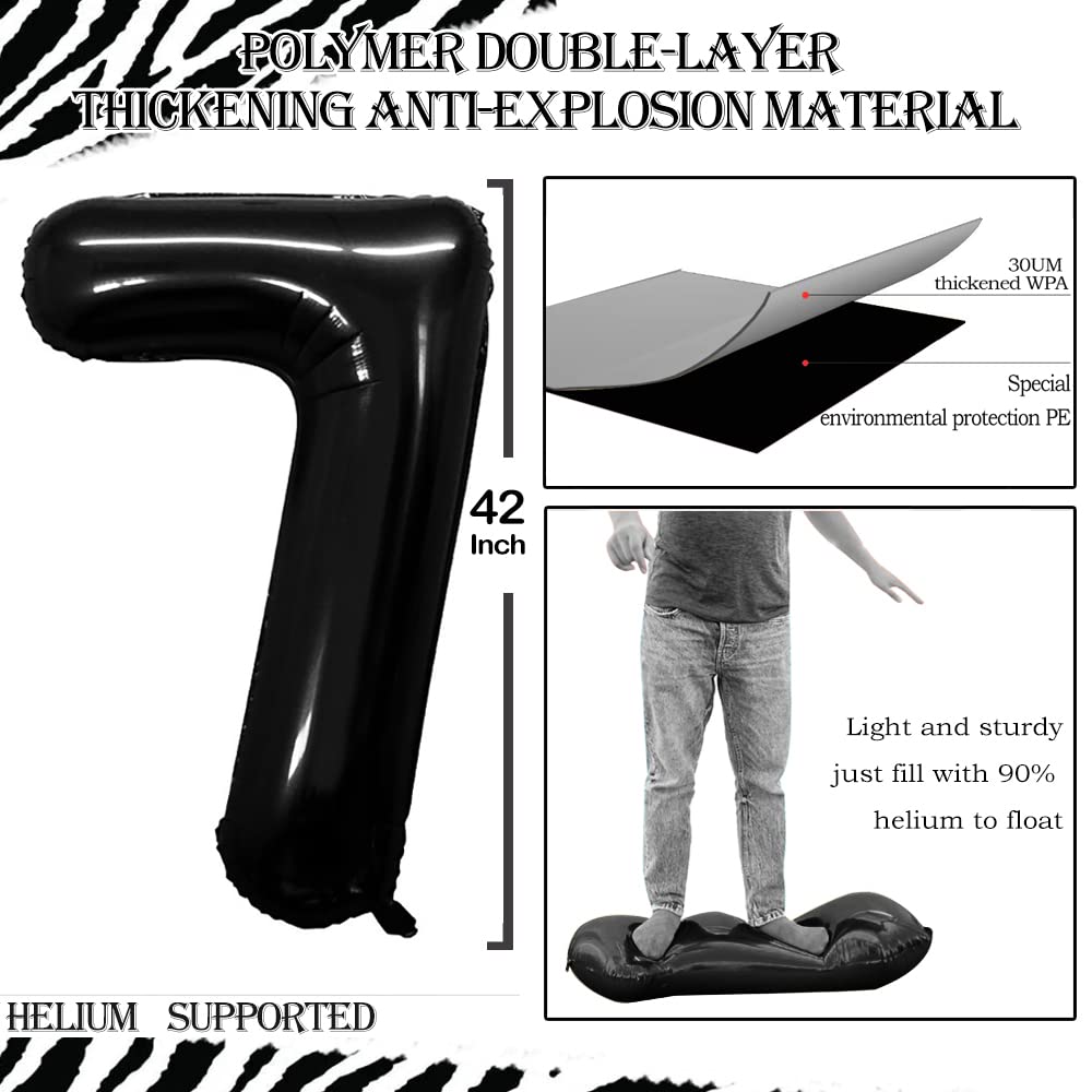Goer Number 17 Balloons For 17Th Birthday Sweet 17 Party Decorations,42 Inch Jumbo Foil Helium 71 Balloons For 71St Birthday Party Decoration (Black)