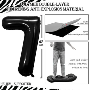 Goer Number 17 Balloons For 17Th Birthday Sweet 17 Party Decorations,42 Inch Jumbo Foil Helium 71 Balloons For 71St Birthday Party Decoration (Black)