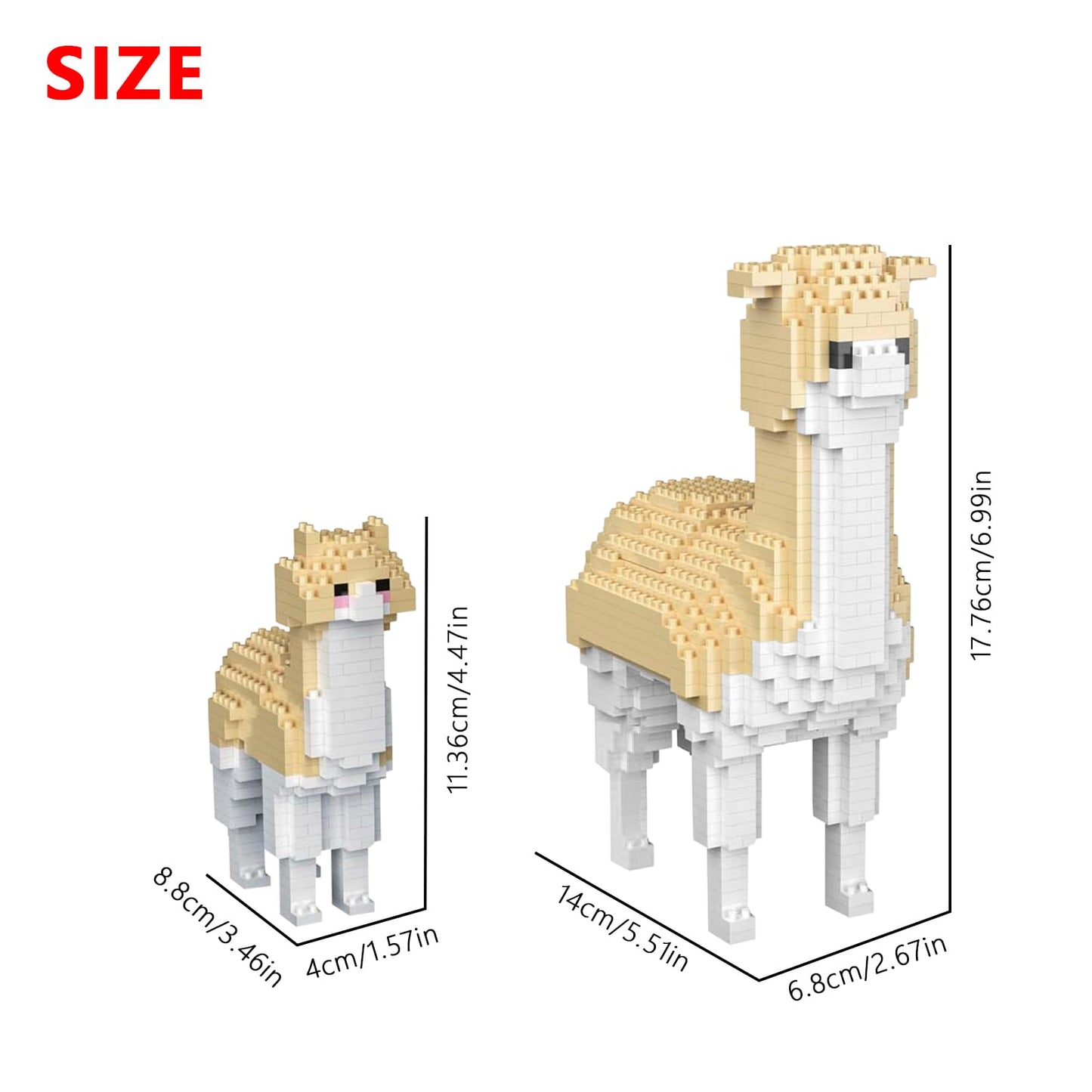 Larcele Animal Series Micro Building Blocks Animal Set, Diy Mini 3D Building Toy Bricks,1258 Pieces Kljm-07 (Two Alpacas)