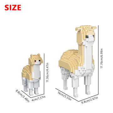 Larcele Animal Series Micro Building Blocks Animal Set, Diy Mini 3D Building Toy Bricks,1258 Pieces Kljm-07 (Two Alpacas)