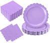 Oigco 50 Pcs Purple Plates and Napkins Party Supplies - Purple Disposable Scalloped Paper Plates & Napkins for Baby Shower, Wedd