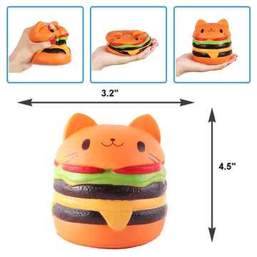 Anboor 4.5'' Squishies Jumbo Slow Rising Kawaii Squishie Cat Hamburger Bread Toy