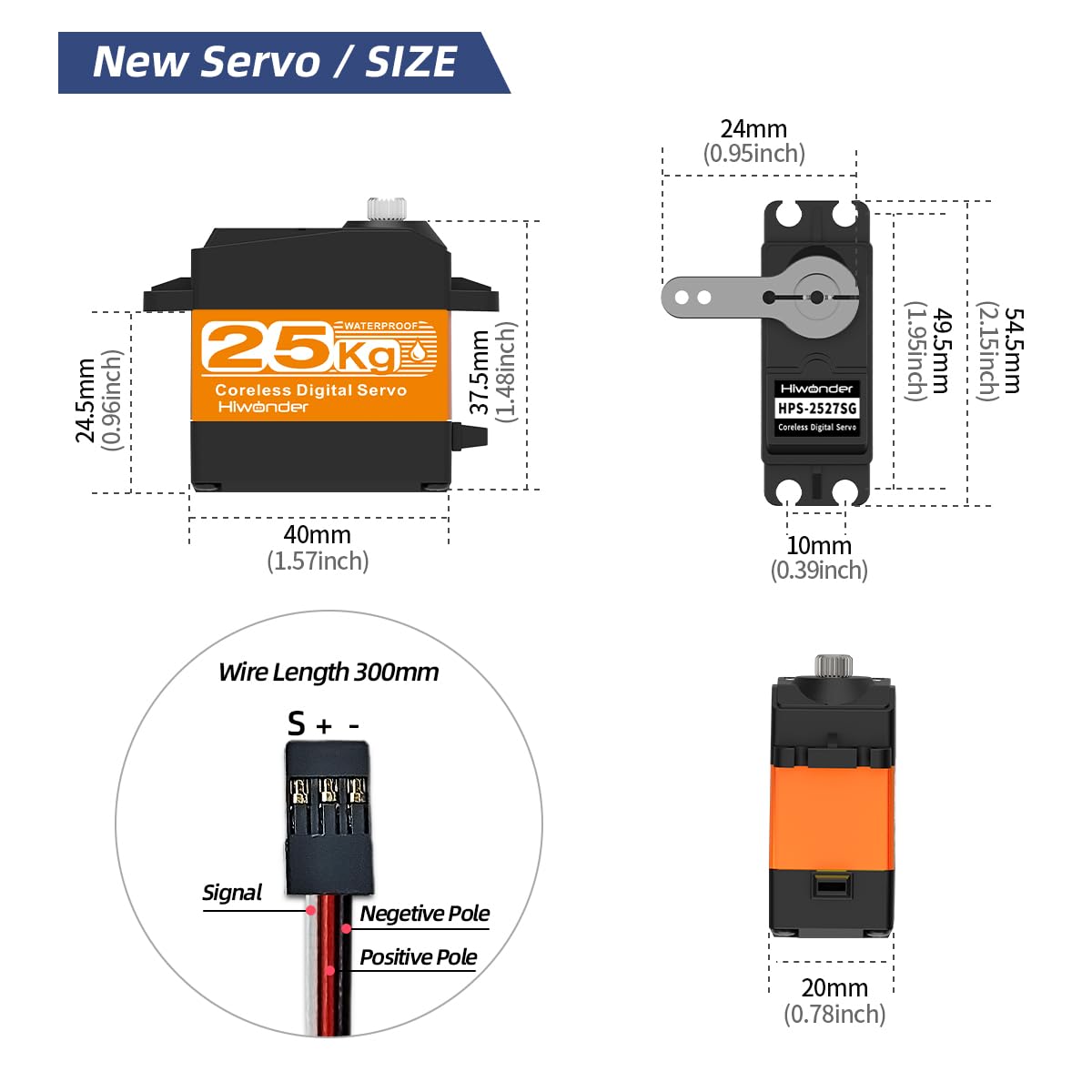 25KG RC Servo High Torque Servo Motors, Waterproof Full Metal Gear Steering Servo for 1/6 1/8 1/10 1/12 RC Car Robot DIY, Corele
