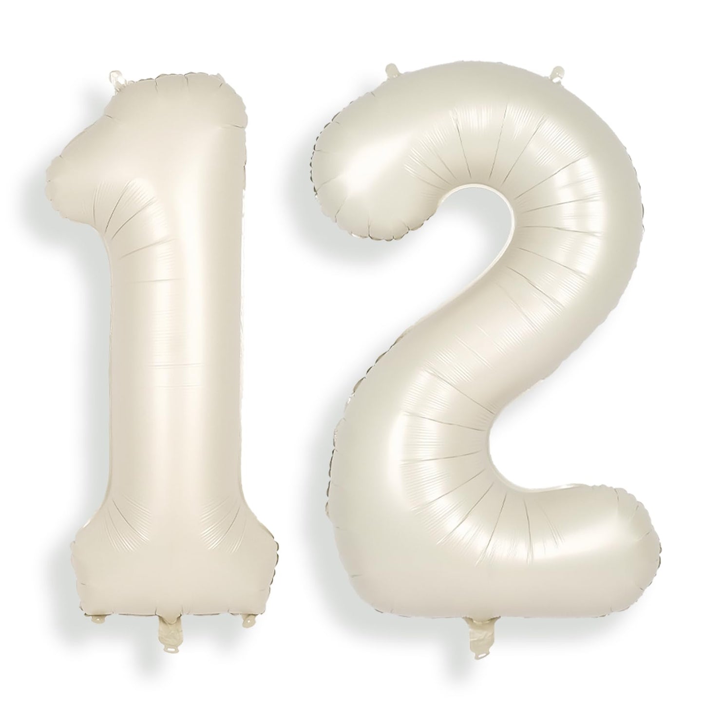 Suwen 40 Inch Cream White Large 12 Number Balloons Big Foil Helium Number Balloons 0-9 Jumbo Happy 12Th Mylar Birthday Party Dec