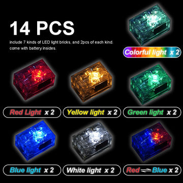 Pamvava Lights Bricks Kit Led Light Up, 14 Pieces 2X3 Classic Transparent Accessories Brick Set, Compatible With Major Brands
