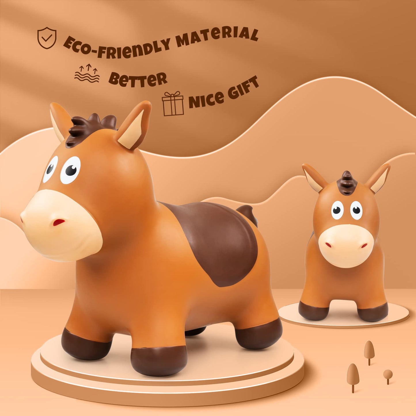 Playzap Bouncy Animal, Bouncing Jumping Horse Animal Hopper Hopping Toys, Inflatable Bouncy Ride On Toy For Kids/Toddlers/Children (Pump Included)