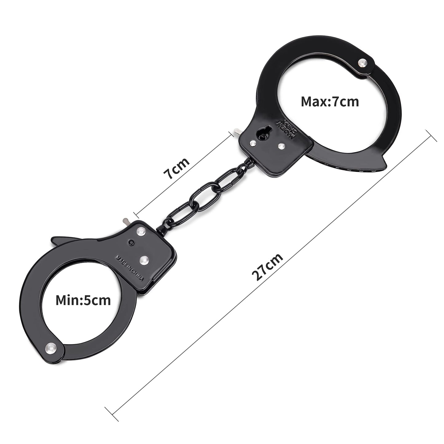Hualixuan Metal Play Handcuffs, Hand Cuffs Police, Toy Handcuffs For Kids (Black)