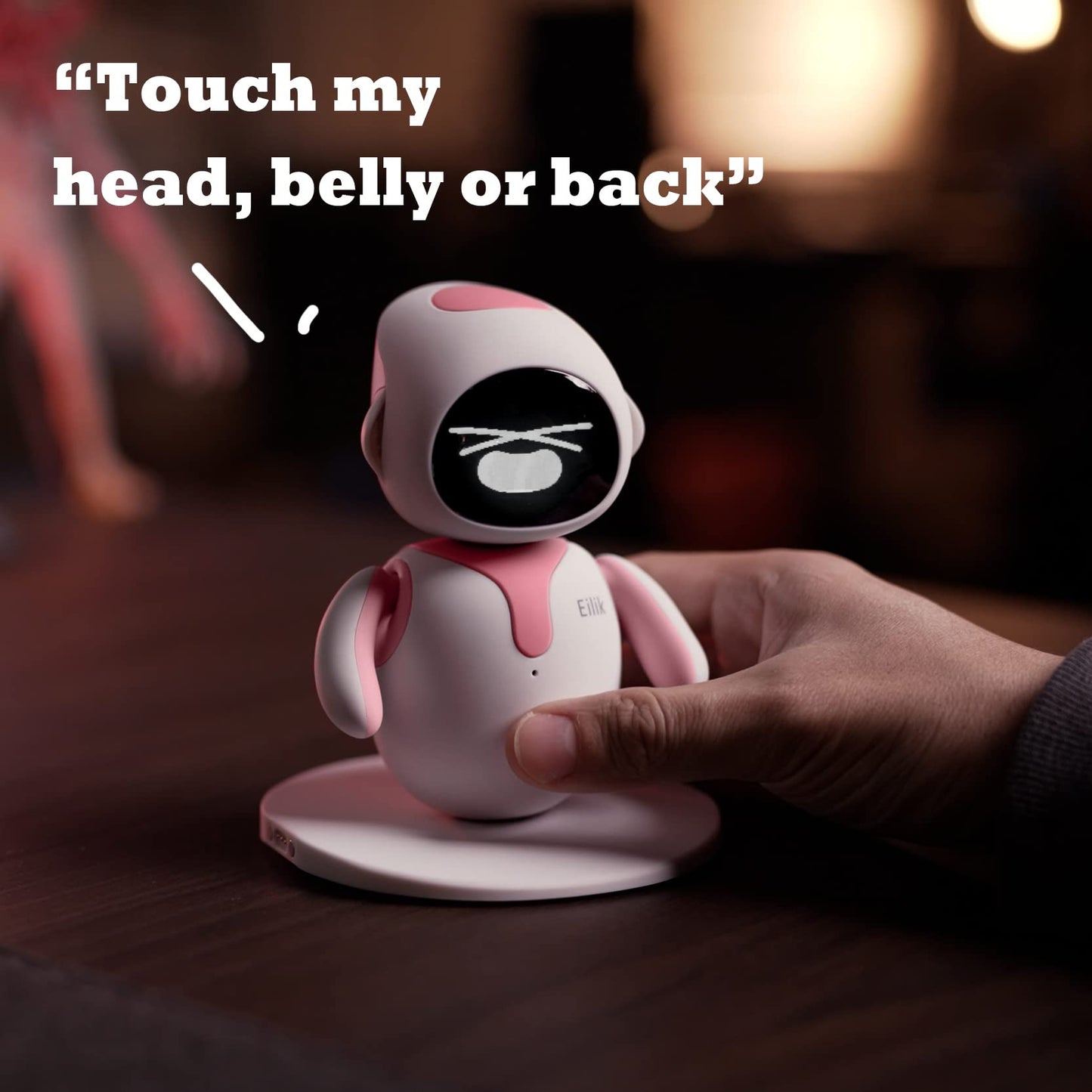 ENERGIZE LAB Eilik Pink Interactive Robot Pets - Cute Touch Toys with Emotions, Mini-Games, Perfect Gift for Kids