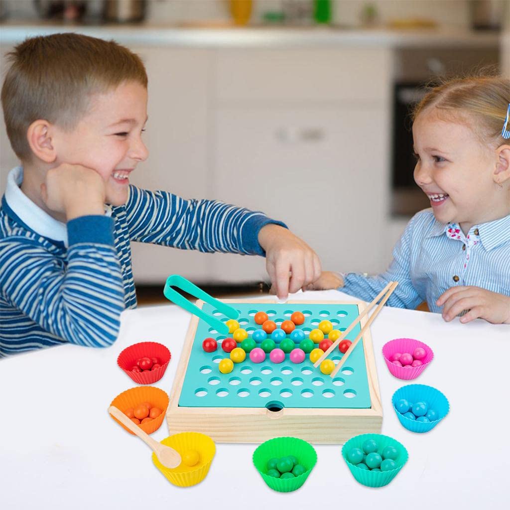 Merishopp 4 In 1 Clip Beads Game Children Montessori Educational Puzzle Board Toys| Baby Learning Toy | Infant Activity Toy | Se
