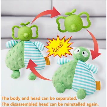 2 In 1 Baby Rattles & Plush Rings, Newborn Teething Toys For 0-3-6-12 Months,Infant Chew Toys,Baby Montessori Toy Plush Animal G