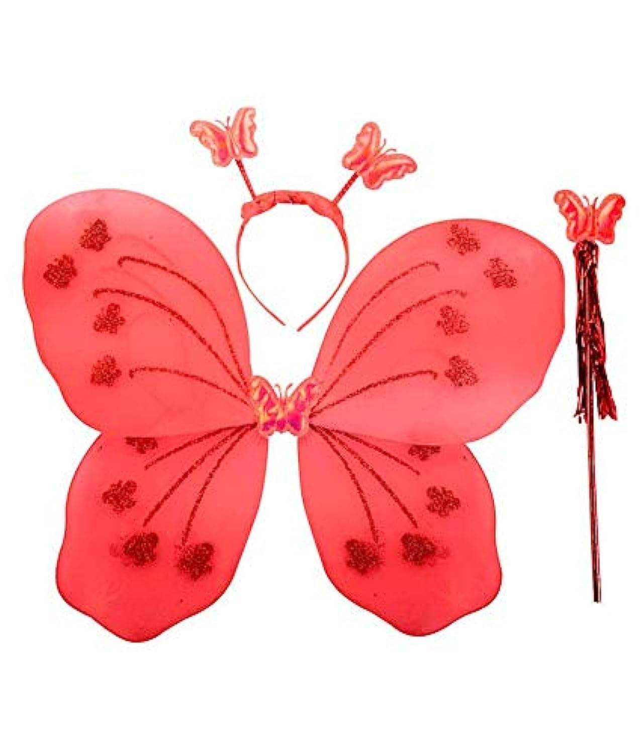 Ak Anolihk Nylon Fairy Butterfly Wings Costume For Baby Girl (Red Wings)