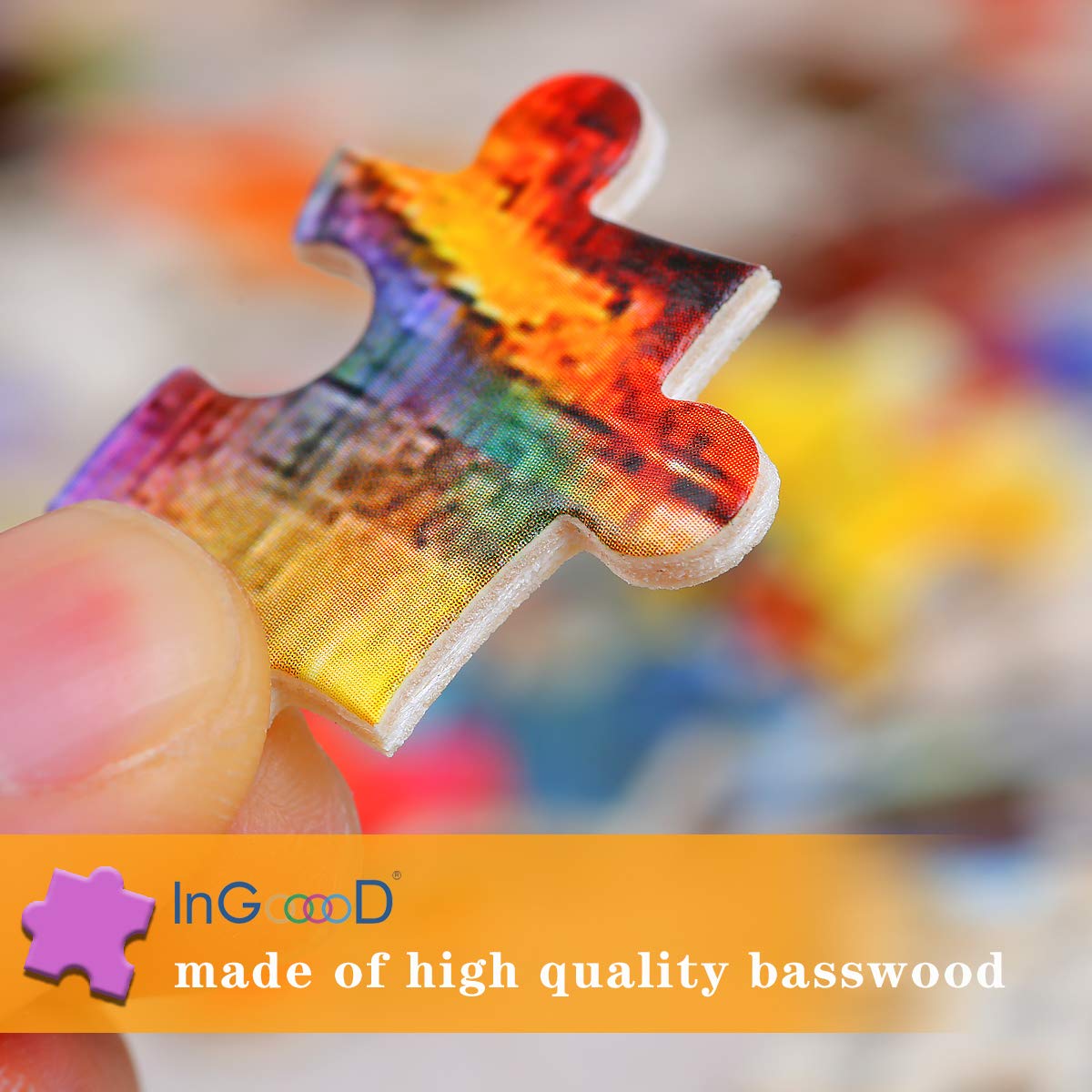Ingooood- Jigsaw Puzzle 1000 Pieces- Must-Have Collections Series-Rainy Night Walk,Accompanied Oil Painting Jigsaw Puzzles For Adults Teens Kids Brain Teaser (Accompanied)