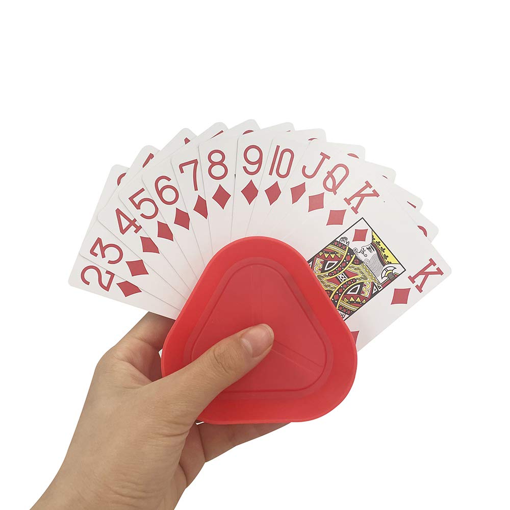 Seetooogames Playing Card Game Holders - Little Kids Hands Free Triangle Shaped Poker Tray - 8 Pieces