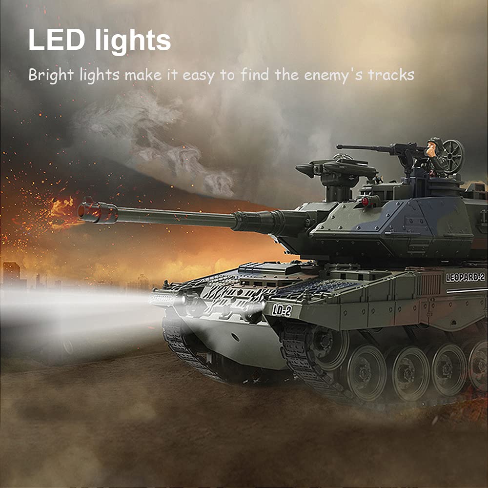 Fistone RC Tanks with Bullet Launch Function 1:18 Scale German Leopard Army 2.4G Remote Control Tank Toys for Kids Boys Girls