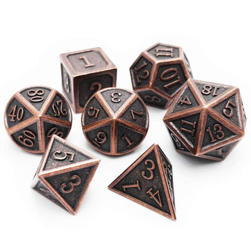 Haxtec Antique Copper Metal DND Dice Set 7 Die Polyhedral D&D Dice for TTRPG Dungeons and Dragons Gift