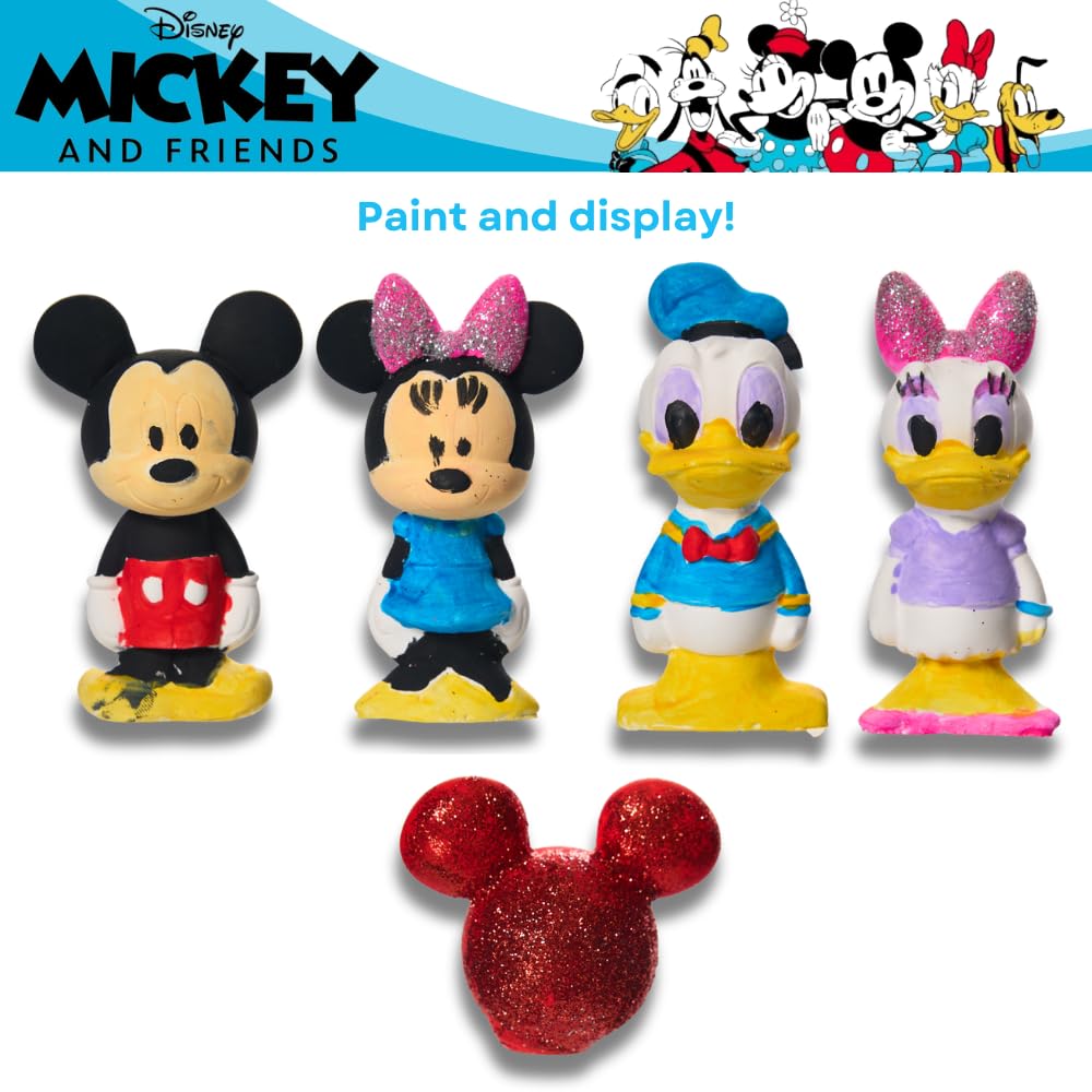 Innovative Designs Disney Mickey and Friends DIY Paint Your Own Figurines Arts and Crafts Set for Kids, Paint, Paint Brush, and