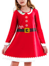 Christmas Santa Dress for Girl Long Sleeve Xmas Red Tshirt Dress Unique Ugly Swing Dresses 5-6 Years