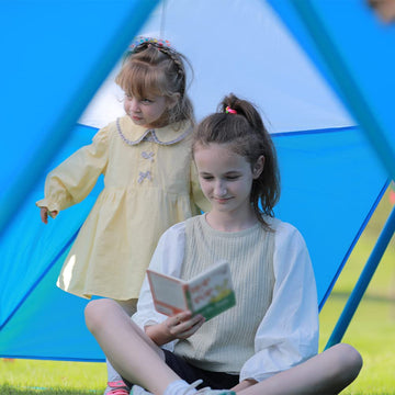 Zupapa 10FT Climbing Dome Canopy - Upgraded Waterproof Swing Design, White & Blue - Perfect for Jungle Gym and Climber Tent
