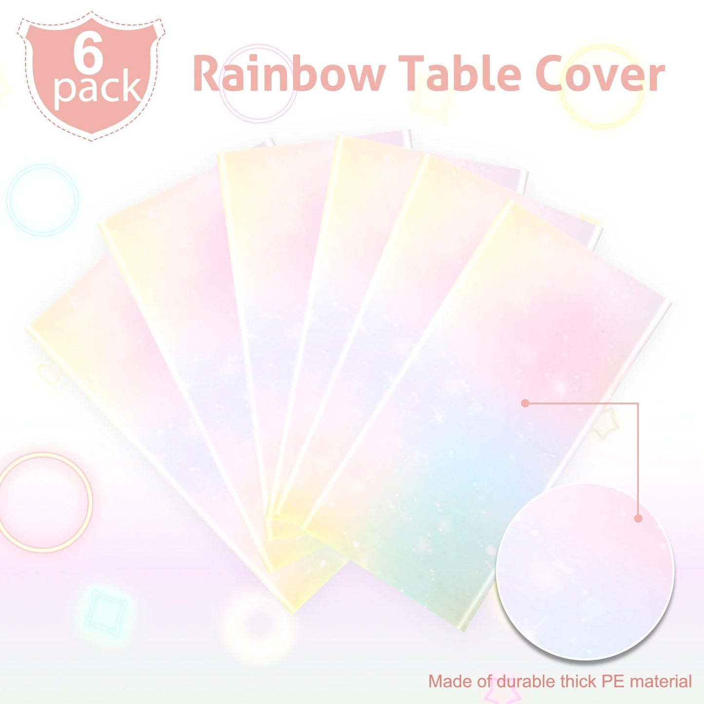 Pastel Rainbow Tablecloths Disposable Tablecloth Waterproof Plastic Table Cover Pastel Rainbow Party Decorations Pastel Party Su