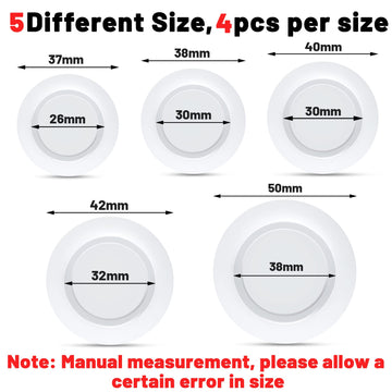 Boao 20 Pieces Piggy Bank Stopper Replacement Piggy Bank Plugs Bulk Rubber Saving Box Stopper(5 Sizes,White)