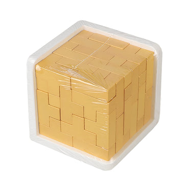 Wooden Brain Teaser Puzzle Cube Easter Basket Stuffers Wooden Puzzles T-Shaped Jigsaw Logic Puzzle Educational Toy For Kids And Adults By Ahyuan (Gold)