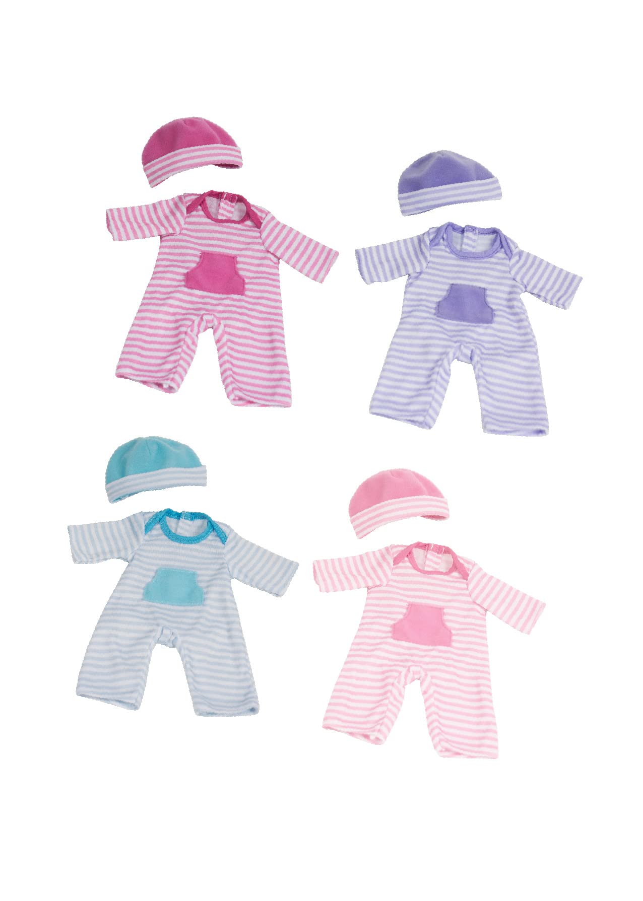 Jc Toys | Berenguer Boutique | La Baby Doll Outfit | 2 Piece Light Pink Striped Onesie|Washable| Ages 2+ | Fits Dolls 9'- 12'