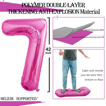 Goer Number 17 Balloons For 17Th Birthday Sweet 17 Party Decorations,42 Inch Jumbo Foil Helium 71 Balloons For 71St Birthday Party Decoration (Hot Pink)