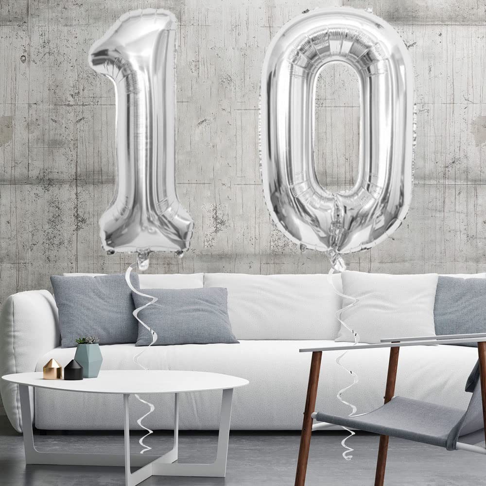 Maigendoo Jumbo 10 Number Balloon 40 Inch Large Digit Balloons Huge Helium Balloon Foil Mylar Balloon With Swirl Decorations For