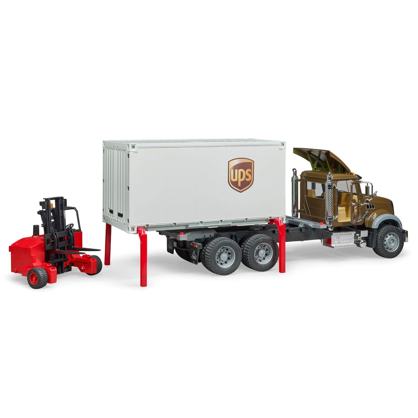 Bruder Toys 02828 Mack Granite UPS Logistics Truck with Forklift Vehicles-Toy