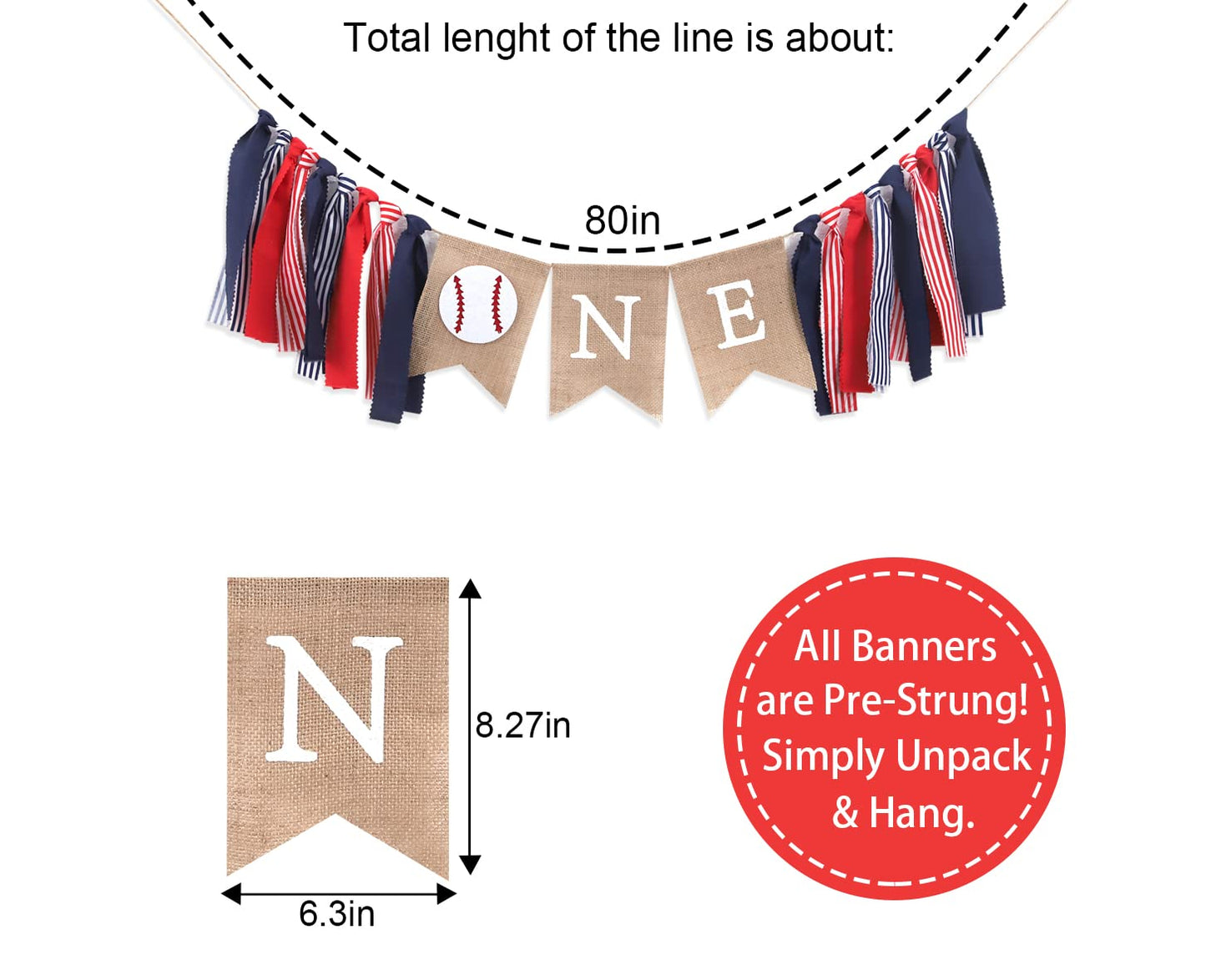 WAOUH Baseball 1st Birthday Banner - High Chair Decoration, Plastic, All-Star Theme, Ideal for Little All-Star Celebrations