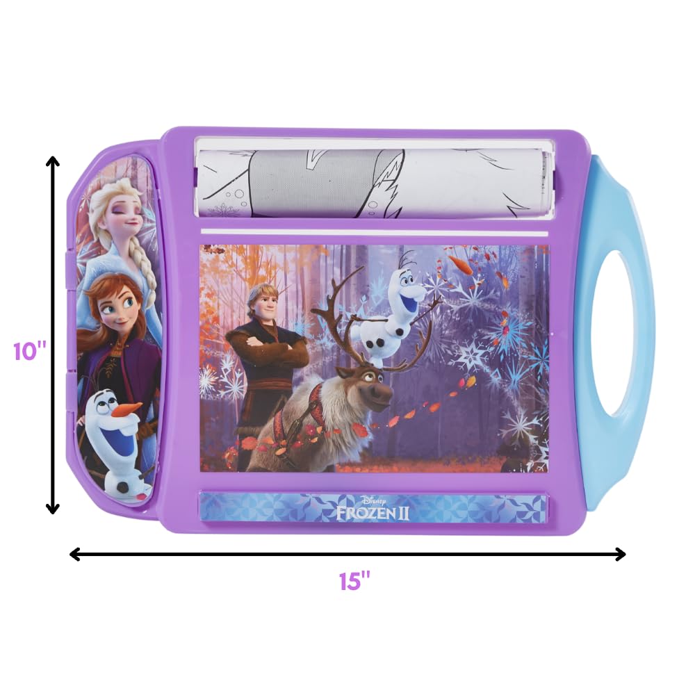Innovative Designs Disney Frozen Roller Art Desk Set For Girls And Boys, Travel Coloring Activity For Kids, With Crayons, Markers And Stickers